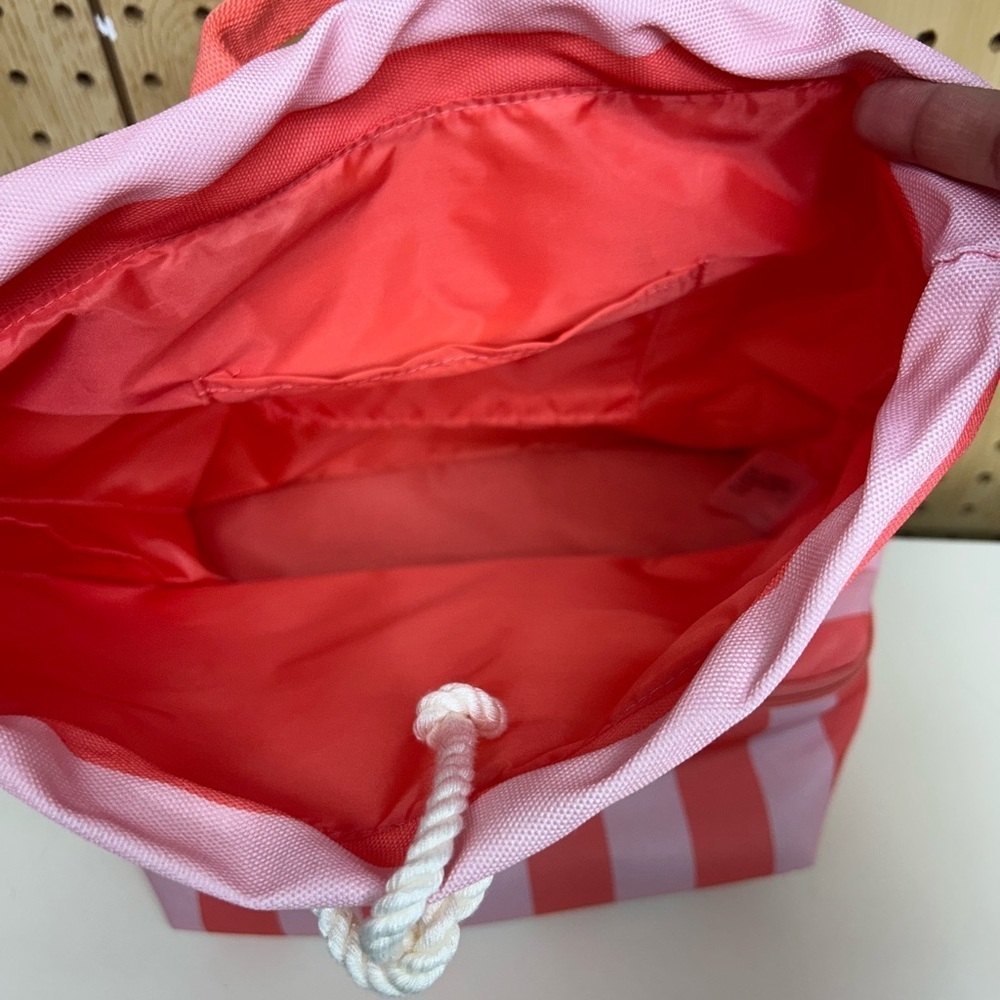 Victoria's Secret Coral and Light Pink Striped Bag - Picture 4 of 8